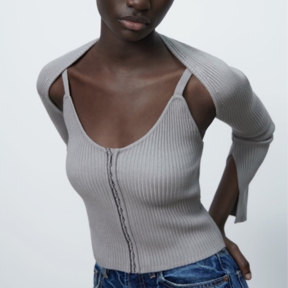 ZARA KNIT ARM WARMER & tank top